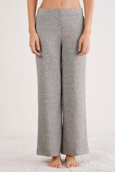 Grey Tricot-Effect Palazzo Pants, 5601_043K, large image number 0