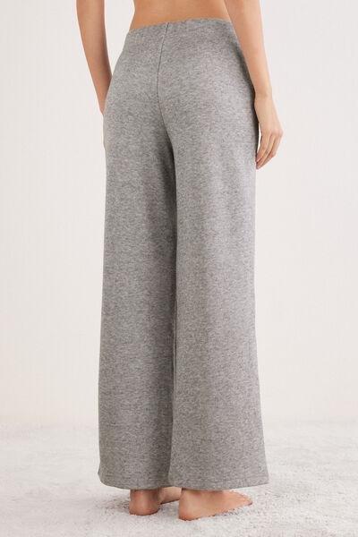 Grey Tricot-Effect Palazzo Pants, 5601_043K, large image number 3