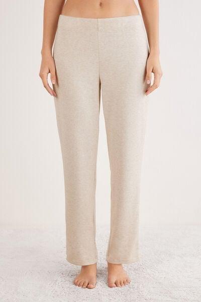 Beige Tricot-Effect Trousers, 5601_044K, large image number 1