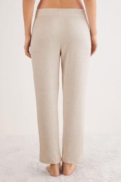 Beige Tricot-Effect Trousers, 5601_044K, large image number 2