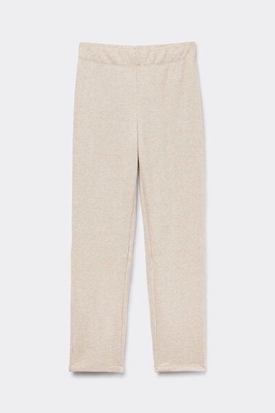 Beige Tricot-Effect Trousers, 5601_044K, large image number 3