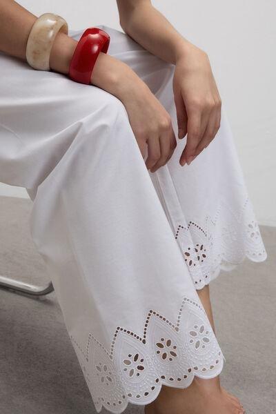White Made With Love Cotton Broderie Pants, White, large image number 5