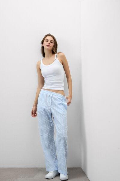 Blue Romantic Stripes Plumetis Cotton Canvas Pants, 5601_117K, large image number 0