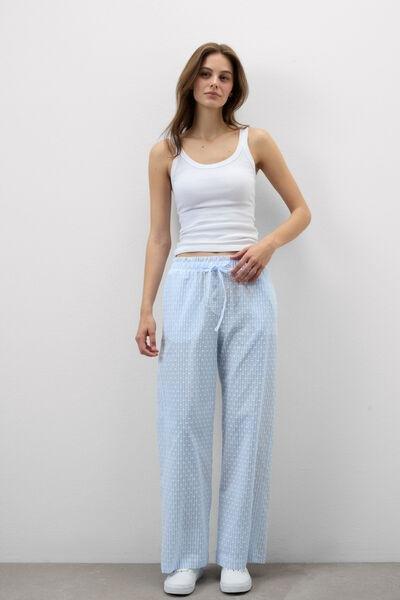 Blue Romantic Stripes Plumetis Cotton Canvas Pants, 5601_117K, large image number 1
