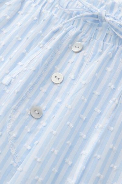 Blue Romantic Stripes Plumetis Cotton Canvas Pants, 5601_117K, large image number 4
