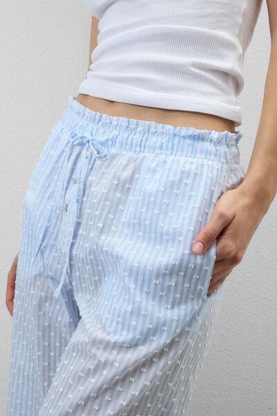 Blue Romantic Stripes Plumetis Cotton Canvas Pants, 5601_117K, large image number 5