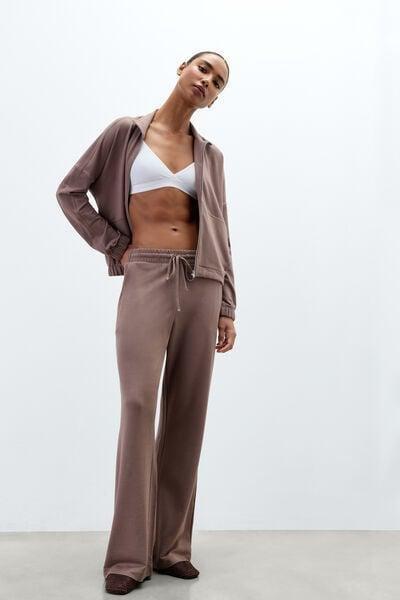 Brown Sporty And Chic Cotton And Modal Pants, 5601_189K, medium