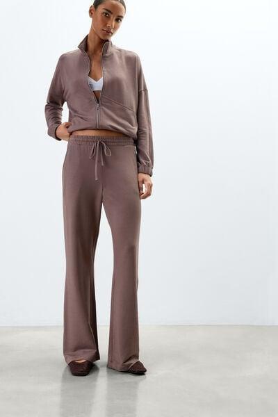 Brown Sporty And Chic Cotton And Modal Pants, 5601_189K, medium