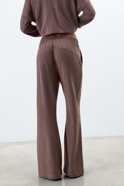 Brown Sporty And Chic Cotton And Modal Pants, 5601_189K, medium