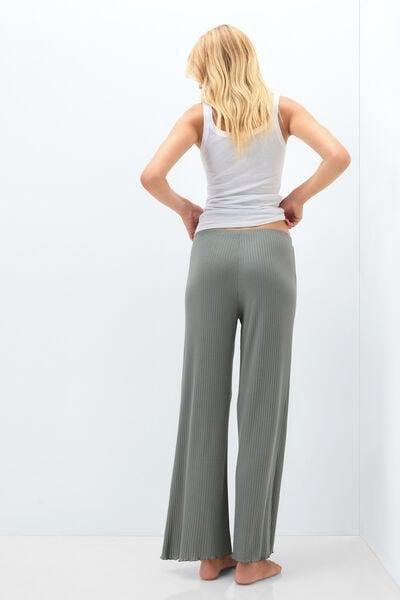 Green Soft Ribs Modal Palazzo Pants, 5601_190K, medium