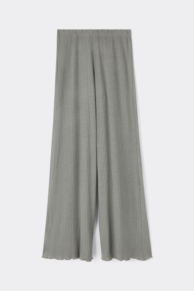 Green Soft Ribs Modal Palazzo Pants, 5601_190K, large image number 3