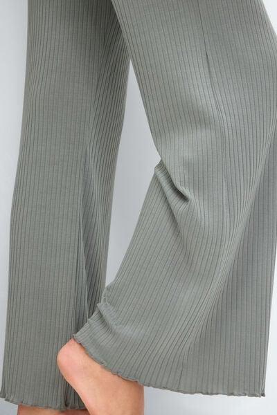 Green Soft Ribs Modal Palazzo Pants, 5601_190K, large image number 4
