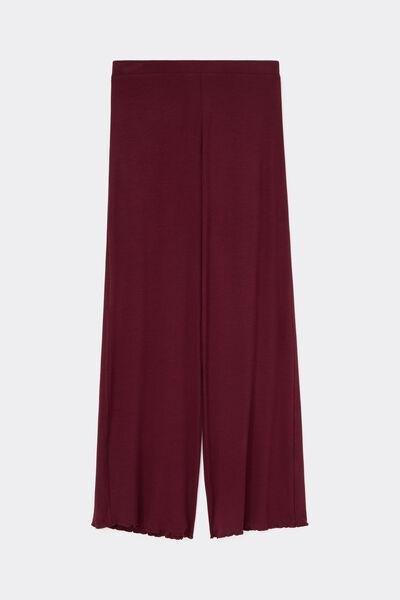 Red Lounging Around Palazzo-Style Modal And Silk Long Pants, 5601_181K, large image number 3