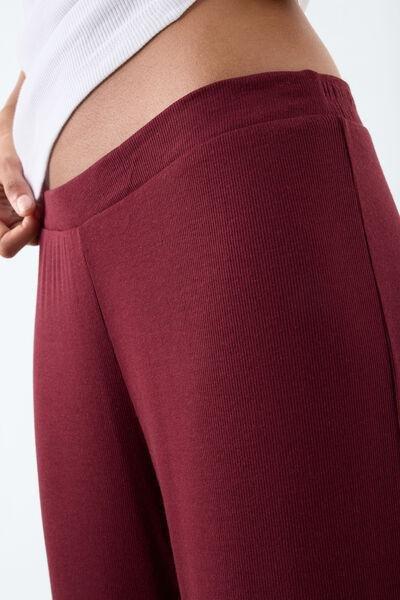 Red Lounging Around Palazzo-Style Modal And Silk Long Pants, 5601_181K, large image number 4