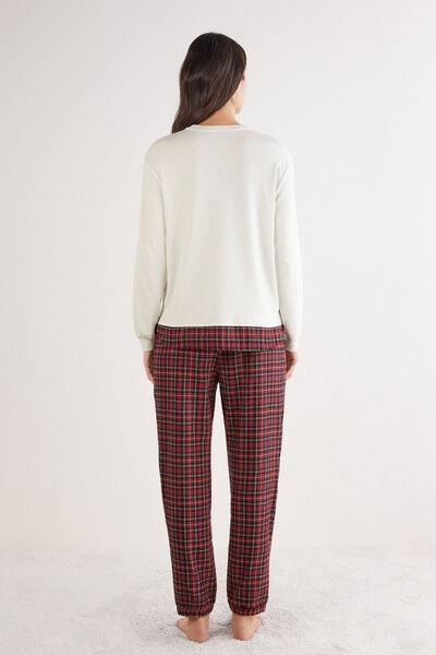 White Penguin Patch Cotton Pyjama Set, Powder White, large image number 3