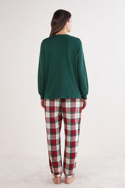 Green Teddy Patch Cotton Pyjama Set, 5601_448J, large image number 3