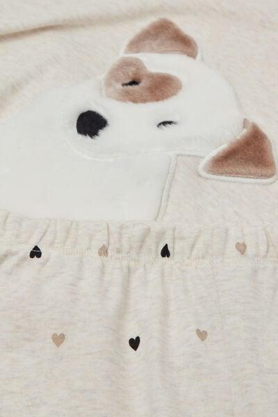 White Sweet Puppy Patch Cotton Pyjama Set, 5601_046K, large image number 4