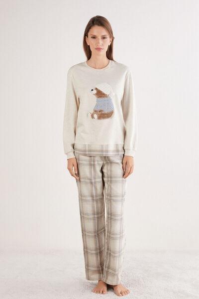 White Winter Bear Print Cotton Pyjama Set, 5601_046K, large image number 0