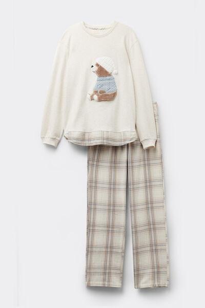 White Winter Bear Print Cotton Pyjama Set, 5601_046K, large image number 2