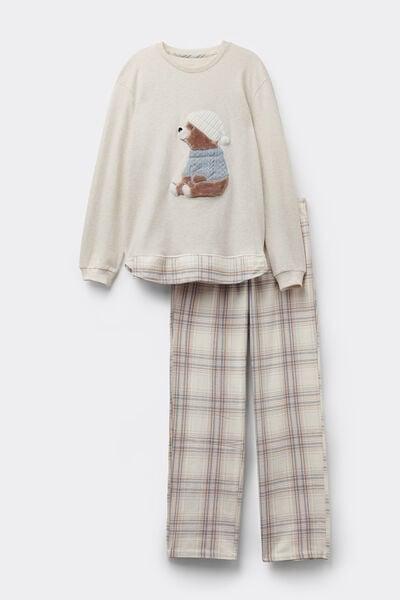 White Winter Bear Print Cotton Pyjama Set, 5601_046K, large image number 5