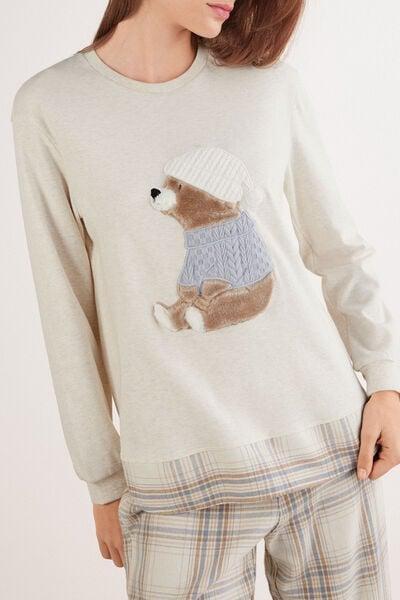 White Winter Bear Print Cotton Pyjama Set, 5601_046K, large image number 7