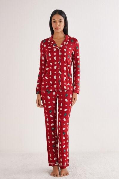 Red Polar Bear Christmas Print Modal Pyjama Set, 5601_047K, medium