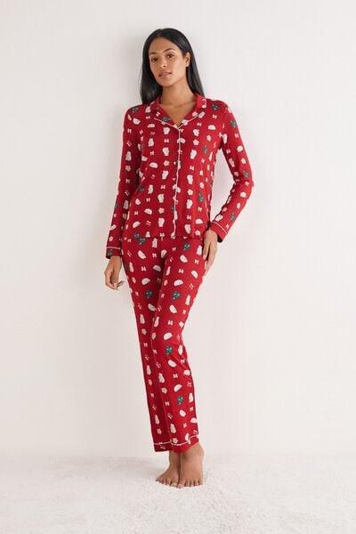 Red Polar Bear Christmas Print Modal Pyjama Set, 5601_047K, medium