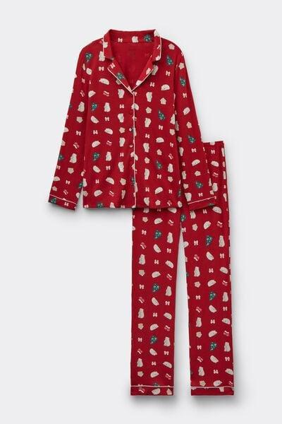 Red Polar Bear Christmas Print Modal Pyjama Set, 5601_047K, medium
