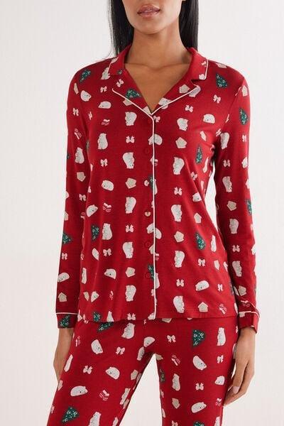 Red Polar Bear Christmas Print Modal Pyjama Set, 5601_047K, large image number 5
