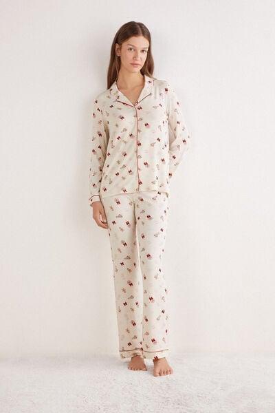 Cream Button-Up Modal Pyjama Set, 5601_048K, medium