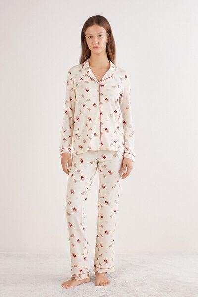 Cream Button-Up Modal Pyjama Set, 5601_048K, medium