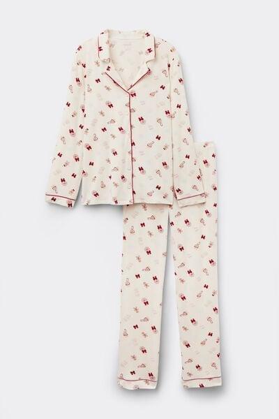 Cream Button-Up Modal Pyjama Set, 5601_048K, large image number 3