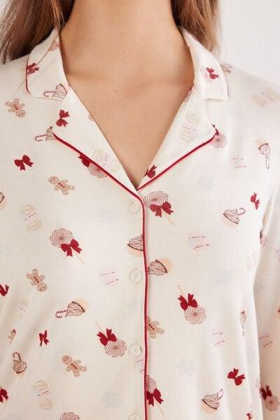 Cream Button-Up Modal Pyjama Set, 5601_048K, large image number 5
