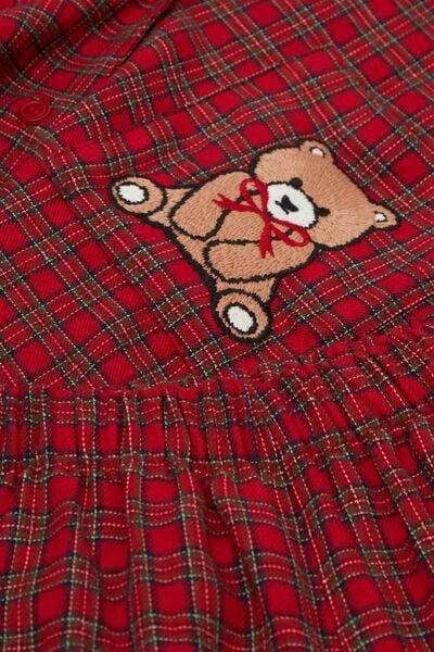 Red Tartan Print Brushed Plain-Weave Modal Pyjama Set, 5601_049K, large image number 4