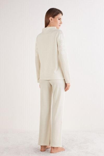 Cream Let It Snow Tonight Jacquard Pyjama Set, 5601_050K, large image number 3