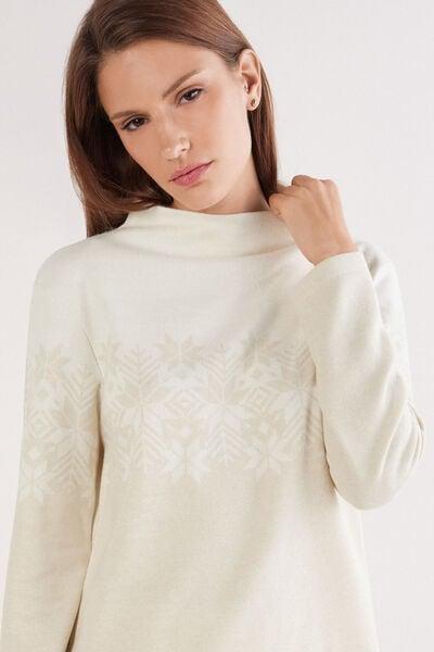 Cream Let It Snow Tonight Jacquard Pyjama Set, 5601_050K, large image number 5