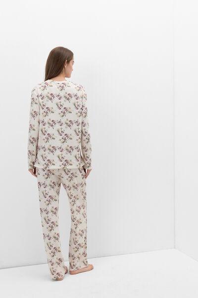 Beige Pretty Flower Superior Cotton Pyjama Set, 5601_327K, large image number 2