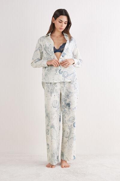 Cream Luxury Dreams Printed Pyjama Set, , large image number 1
