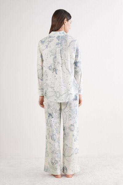 Cream Luxury Dreams Printed Pyjama Set, 5601_945J, large image number 3