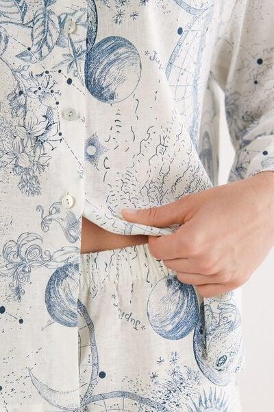 Cream Luxury Dreams Printed Pyjama Set, 5601_945J, large image number 5