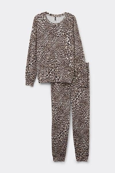 Black A Moment Of Glamour Animal Print Modal Pyjama Set, 5601_029K, large image number 3