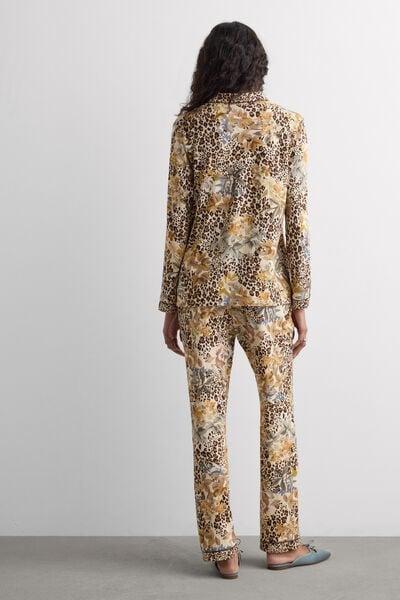 Beige Simply Iconic Animal Print Button-Up Modal Pyjama Set, 5601_071K, large image number 2