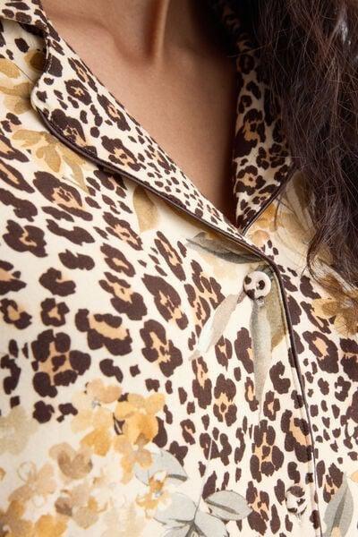 Beige Simply Iconic Animal Print Button-Up Modal Pyjama Set, 5601_071K, large image number 5