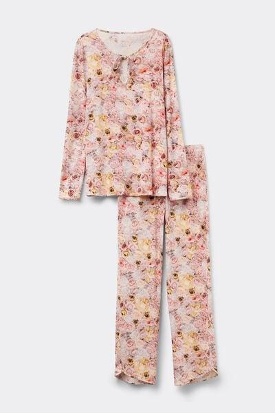 Pink I Bloom Printed Long Pyjama Set, 5601_062K, large image number 3