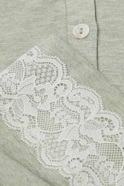 Green Long Button-Up Lace Pyjama Set, , large image number 4