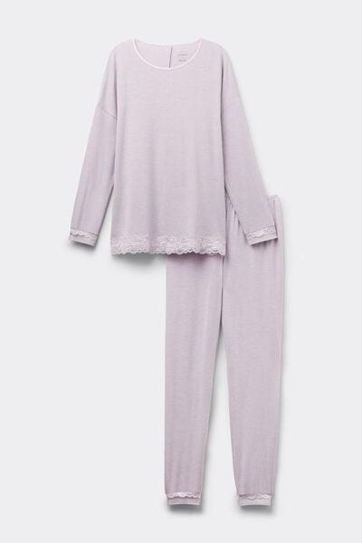 Pink Frill Trims Modal Pyjama Set, 5601_068K, large image number 3