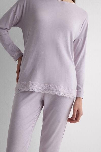 Pink Frill Trims Modal Pyjama Set, 5601_068K, large image number 5
