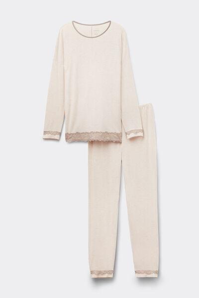 Beige Romantic Lace Pyjama Set, , large image number 2