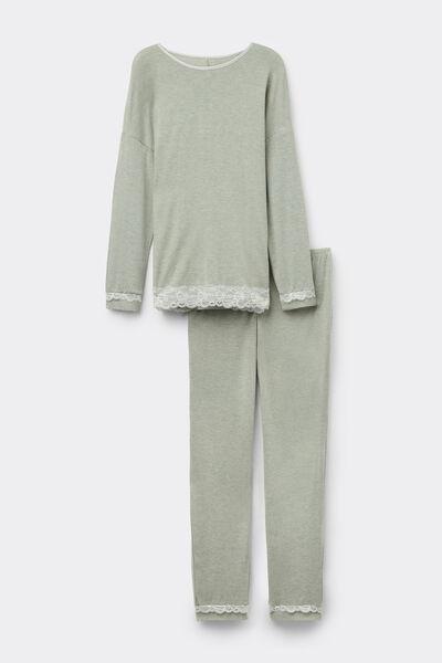 Green Romantic Lace Pyjama Set, , large image number 2