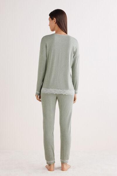 Green Romantic Lace Pyjama Set, , large image number 3